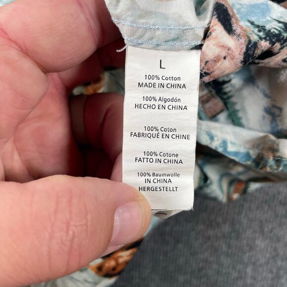 Bob Ross Button Up Shirt Men's Large White Geometric AOP SS Casual Fun Party - Picture 8 of 10